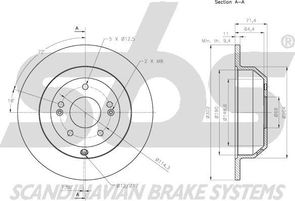 SBS 1815203534 - Тормозной диск autospares.lv