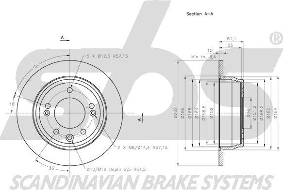 SBS 1815.203527 - Тормозной диск autospares.lv