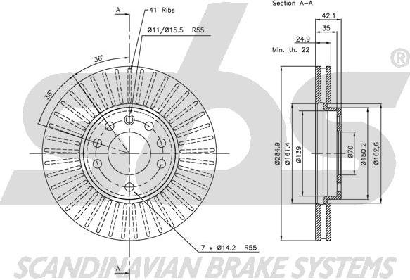 SBS 1815313645 - Тормозной диск autospares.lv