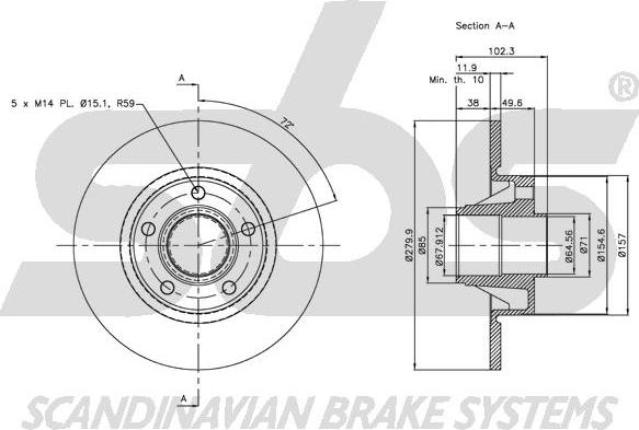 SBS 1815313647 - Тормозной диск autospares.lv