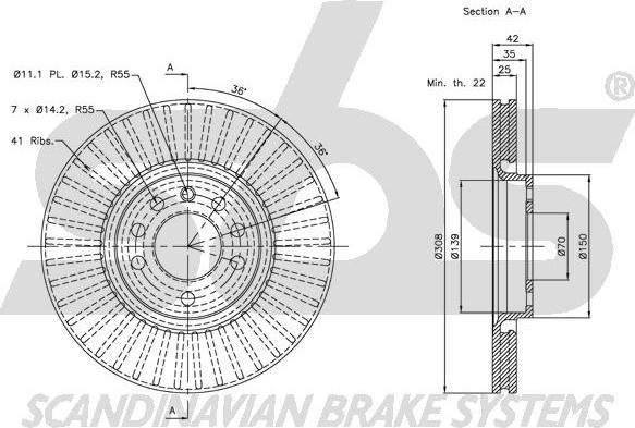 SBS 1815203654 - Тормозной диск autospares.lv