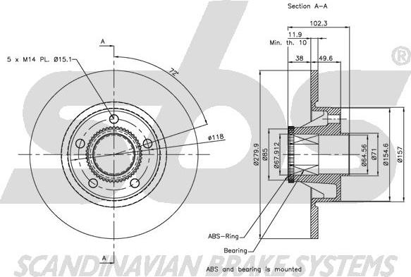 SBS 1815313658 - Тормозной диск autospares.lv