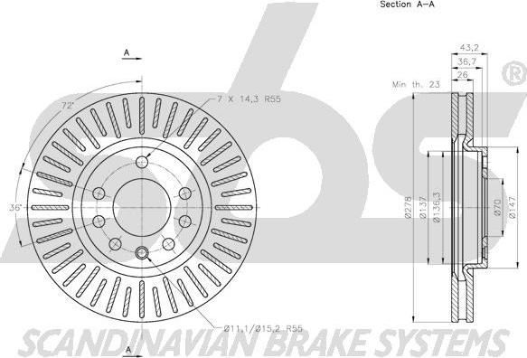 SBS 1815203660 - Тормозной диск autospares.lv