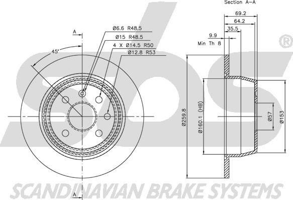 SBS 1815313618 - Тормозной диск autospares.lv