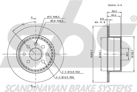 SBS 1815313623 - Тормозной диск autospares.lv