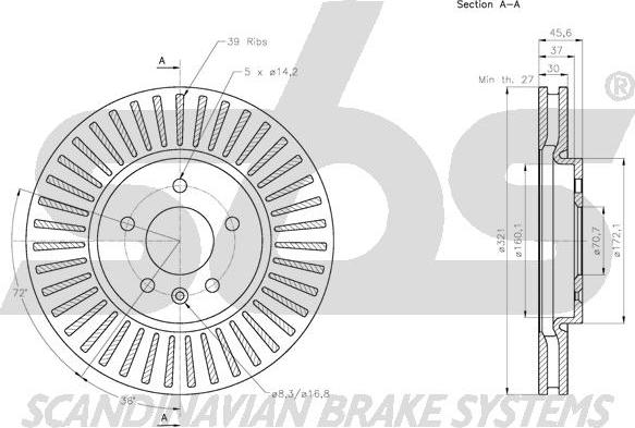 SBS 1815313675 - Тормозной диск autospares.lv