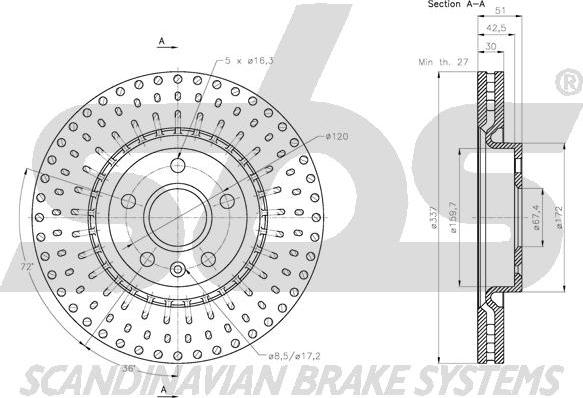 SBS 1815203671 - Тормозной диск autospares.lv