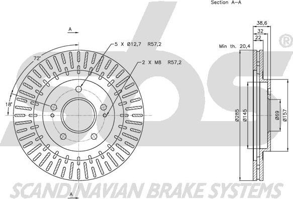 SBS 1815.203048 - Тормозной диск autospares.lv