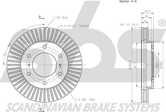 SBS 1815.203054 - Тормозной диск autospares.lv