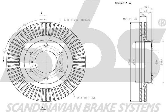 SBS 1815.203055 - Тормозной диск autospares.lv