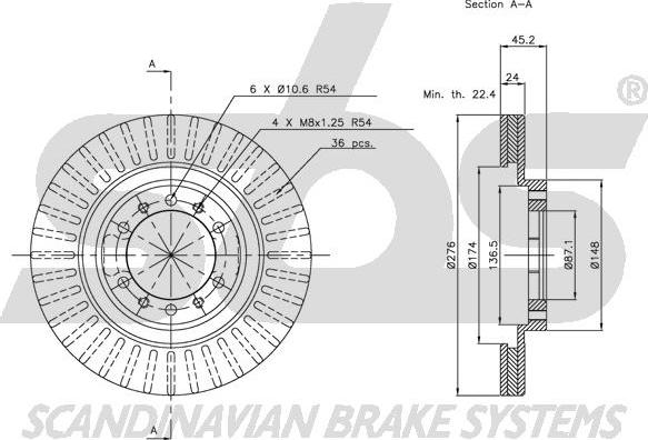 SBS 1815203016 - Тормозной диск autospares.lv