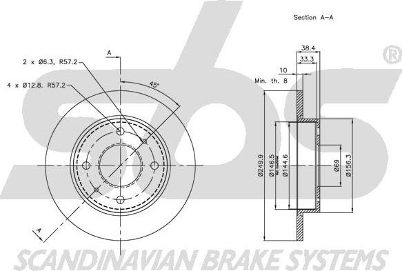 SBS 1815203036 - Тормозной диск autospares.lv