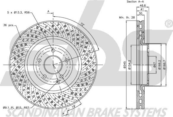 SBS 1815313390 - Тормозной диск autospares.lv