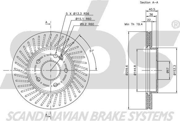 SBS 1815313346 - Тормозной диск autospares.lv