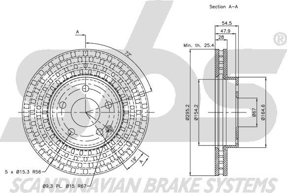 SBS 1815313359 - Тормозной диск autospares.lv