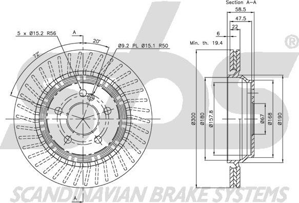 SBS 1815313352 - Тормозной диск autospares.lv