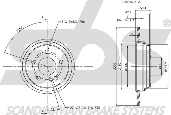 SBS 1815313365 - Тормозной диск autospares.lv