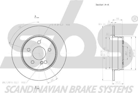 SBS 1815.2033104 - Тормозной диск autospares.lv