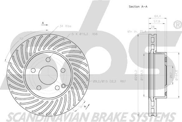 SBS 1815.2033100 - Тормозной диск autospares.lv