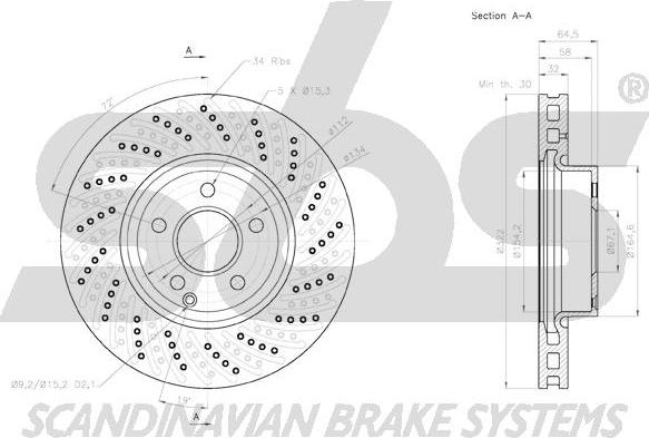 SBS 1815.2033102 - Тормозной диск autospares.lv