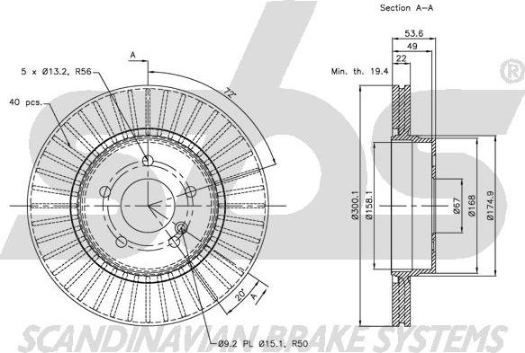 SBS 1815313389 - Тормозной диск autospares.lv