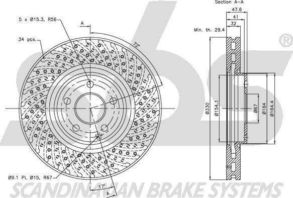 SBS 1815313382 - Тормозной диск autospares.lv