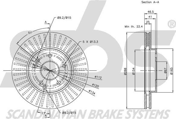 SBS 1815313332 - Тормозной диск autospares.lv