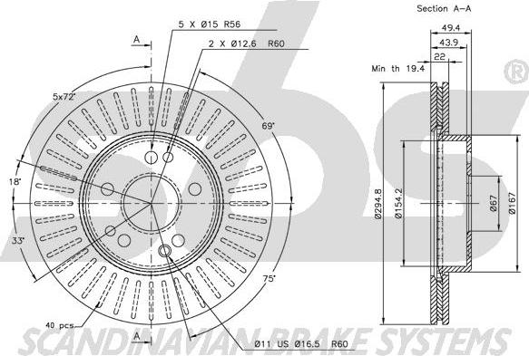 SBS 1815203328 - Тормозной диск autospares.lv