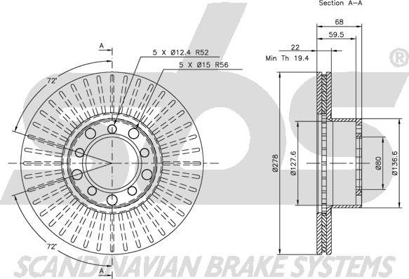 SBS 1815203322 - Тормозной диск autospares.lv