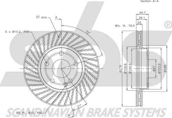 SBS 1815203372 - Тормозной диск autospares.lv