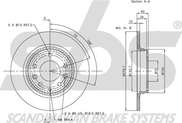 SBS 1815313246 - Тормозной диск autospares.lv