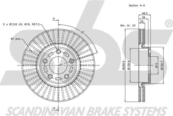 SBS 1815203253 - Тормозной диск autospares.lv