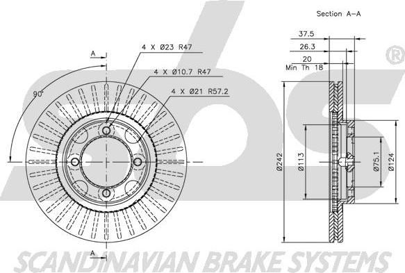 SBS 1815203219 - Тормозной диск autospares.lv