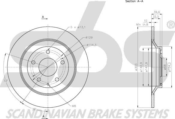 SBS 1815203279 - Тормозной диск autospares.lv