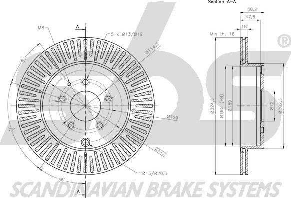 SBS 1815203273 - Тормозной диск autospares.lv