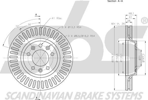 SBS 1815.203735 - Тормозной диск autospares.lv