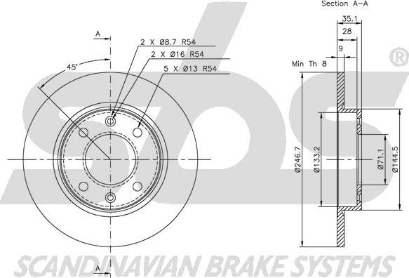 SBS 1815313722 - Тормозной диск autospares.lv