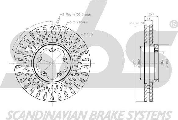 SBS 1815202593 - Тормозной диск autospares.lv