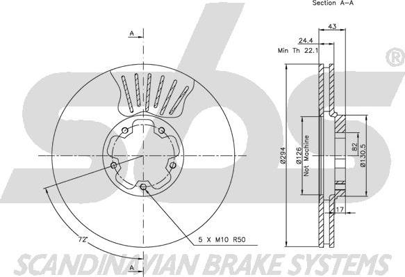 SBS 1815202544 - Тормозной диск autospares.lv