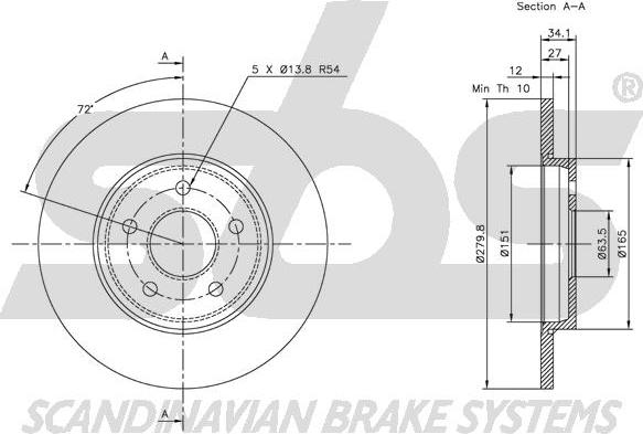 SBS 1815312551 - Тормозной диск autospares.lv