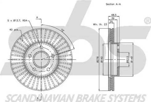 SBS 1815202560 - Тормозной диск autospares.lv