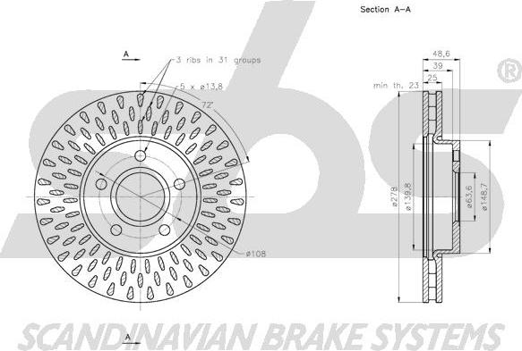 SBS 1815202582 - Тормозной диск autospares.lv