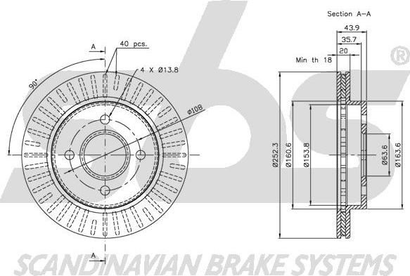 SBS 1815312535 - Тормозной диск autospares.lv