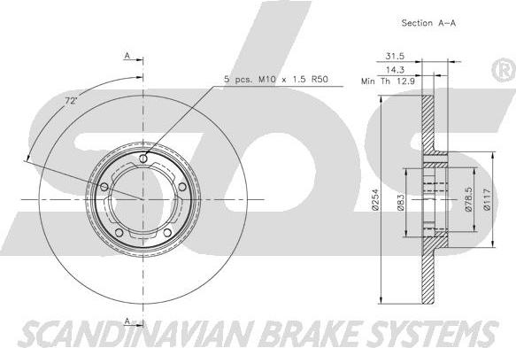 SBS 1815202523 - Тормозной диск autospares.lv