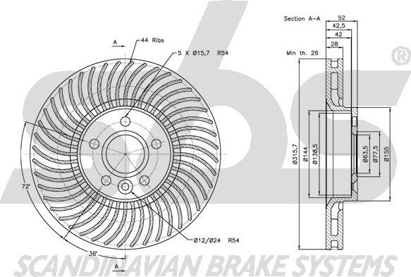 SBS 1815312570 - Тормозной диск autospares.lv