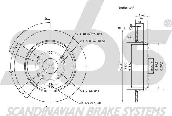 SBS 1815202642 - Тормозной диск autospares.lv