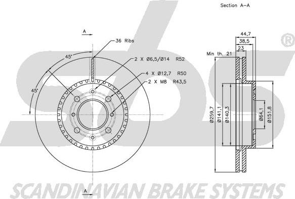 SBS 1815.202632 - Тормозной диск autospares.lv