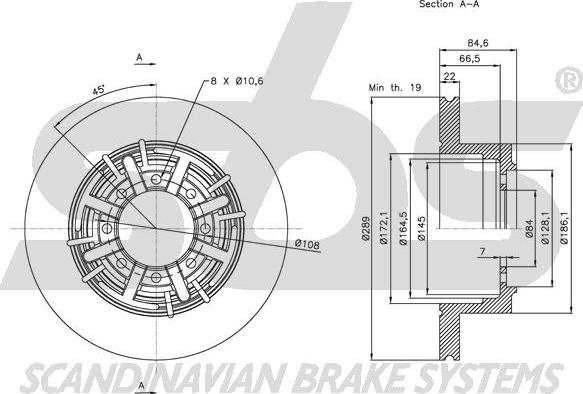 SBS 1815202345 - Тормозной диск autospares.lv