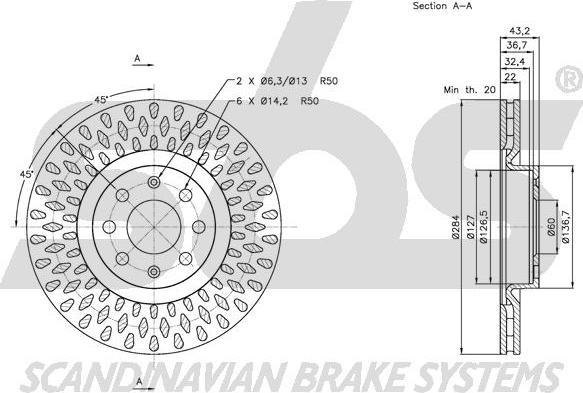 SBS 1815202350 - Тормозной диск autospares.lv