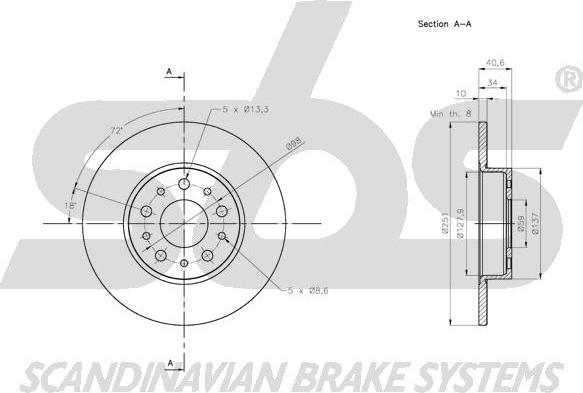 SBS 1815202368 - Тормозной диск autospares.lv